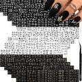 90 Sheets Flower Nail Stickers 3D Self-Adhesive Gold White Black Nail Decals Lace Retro Floral Leaf Nail Art Designs for Women and Girls Nail Art Decoration Accessories with Nail Tweezer