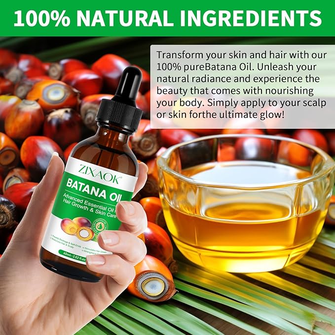 Batana Oil - Organic Cold-Pressed Hair Treatment for Growth, Eyelashes, Eyebrows, Skin & Nails