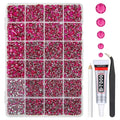 Rose Red Crystal Resin Rhinestones w B7000 Glue for Bedazzling Crafting 2-6mm Dark Hot Pink Flatback Stones Diamonds Gems Bedazzler Kit for Nails Face Eyes Makeup Tumblers Bottles Crafts Shoes