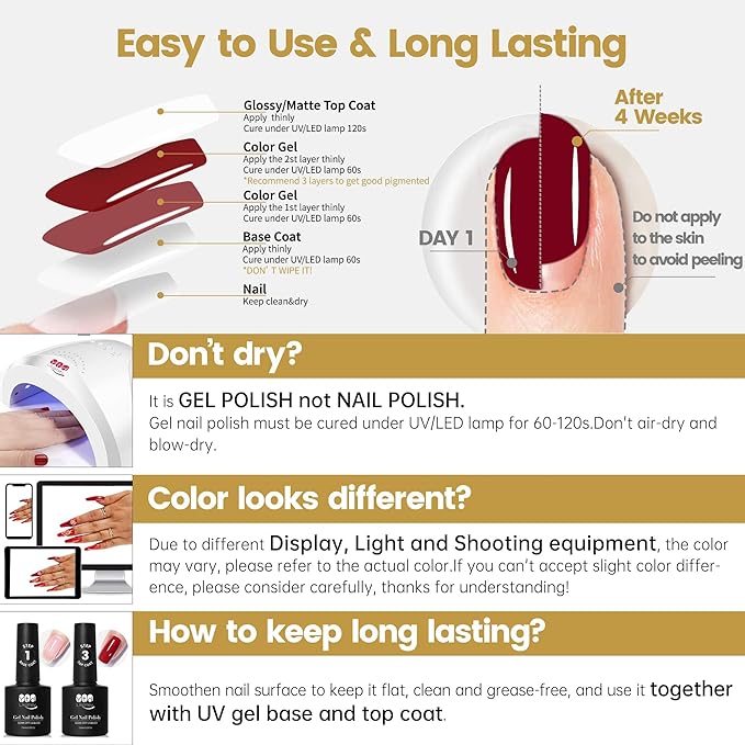 YTD Likomey Nude Gel Nail Polish,15ml Berry Red Translucent Neutral Jelly Sheer Blood Red Glass Salon Home DIY Manicure Fall Winter UV Color Varnish,LS301