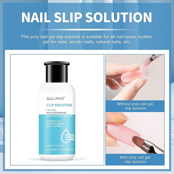 Slip Solution Liquid Poly Nail Gel Slip Solution for Poly Nail Gel Nails Slip Solution 1.35FL.OZ