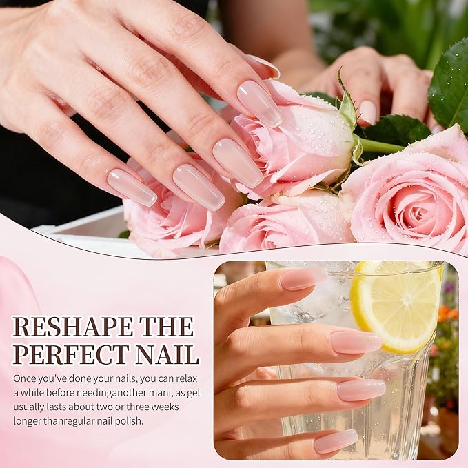 Artdone Gel Nail Polish Sheer Jelly Light Pink Clear Hema-free For All Seasons Neutral Soak Off LED Lamp Needed For Manicure Nail Art
