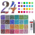 12600Pcs 24 Color 4mm Crystal Resin Rhinestones w B7000 Jewelry Glue for Bedazzling Crafting Flatback SS16 Colorful Rainbow Stones Gems Diamonds Crystals for Nails Face Makeup Tumblers Crafts
