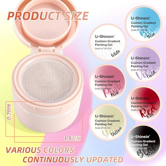 Cushion Gradient Painting Gel, Ombre Nails Aura Nails Full Coverage Precise Control of Each StrokeLong Lasting French Manicure Soak Off UV LED DIY Nail Art (02)