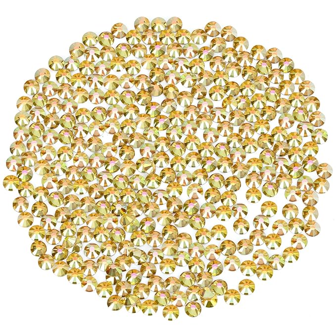 Novani Rhinestones 1440Pcs Flatback Crystal Round Loose Gemstones Glass Rhinestones for Crafts Makeup Nail Art Clothes Shoes DIY Decorations(SS16, 3.8-4.0mm,MetalSunlight)