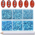 Bymitel Hotfix Crystal Rhinestones Round Gems for Crafts,Mixed 6 Sizes with Wax Pencil Kit, Aquamarine1.3-3.2mm(SS3-SS12/8000pcs)