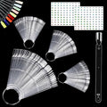 Allstarry 200 Pcs Clear Nail Swatch Sticks with Ring and Numbered Tip Flat head Shaped Nail Art Polish Display Tips, False Nail Sample Sticks, Sacks of Transparent Nail Practice-Tips for Manicure