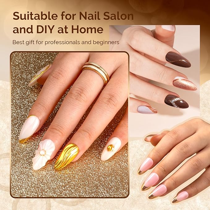 MelodySusie 2Pcs Chrome Nail Powder for Gel Nails,Metallic Mirror Effect Pigment Stylish and Technological Fine Glitter for Home DIY Salon Use
