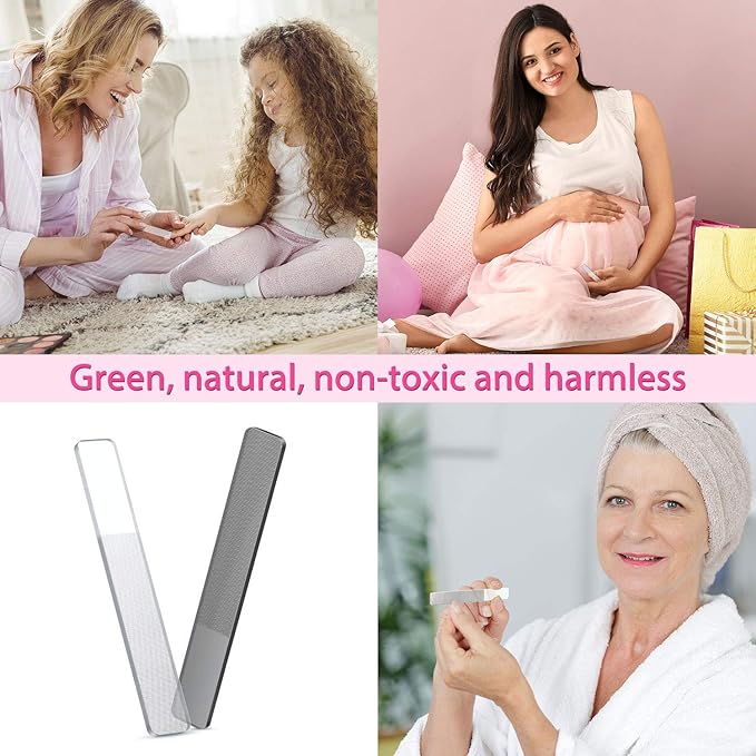 8 Pieces Nano Shiner Files Glass Natural Nail Files Crystal Shiner Buffer Polisher with Case for Natural Nails