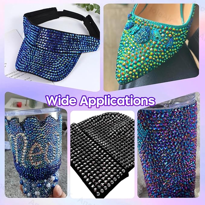26000PCS Black AB Blue Purple Resin Flatback Rhinestones for Crafting, Resin Rhinestones for Bedazzling Kit, 2/3/4/5/6mm Flatback Gems Jewels for DIY Mugs Tumblers Clothing Shoes Nail Art