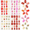 JANYUN 96 Pcs Christmas Fake Nails,Gilded Design Press on Nails for Pre-glue Full Cover Short False Nails Christmas Birthday Gift
