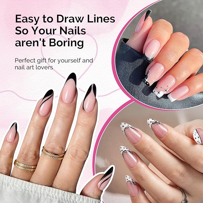 MelodySusie 8ML Black Gel Liner Nail Art Polish,for Line and Patterns of Painting,French Nail Tips,DIY Manicure Pedicure for Home DIY Salon Use