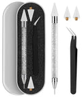 Tatuo Rhinestone Picker Tool Set Wax Pen for Rhinestones Diamond Art Painting Dual Head Dotting Pen with 2 Extra Wax Tips and 1 Nail Art Tweezer for Nail Art DIY Crafts(White)