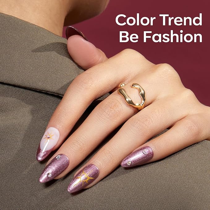 modelones Glitter Gel Nail Polish Pastel Red Gel Nail Polish Soak-Off UV Gel Polish - 28+ Days Long-Lasting Salon-Quality Nail Art DIY Manicure & Gift 15ML