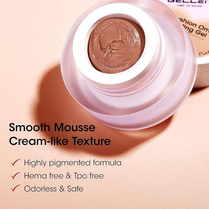 GELLEN Nude Patting Gel Polish, Cream Cushion Gradient Painting Gel for Ombre Aura, French Nail Art, Pat Paint Gel for Drawing Liner with Silicone Brush & 36pcs French Tip Guide