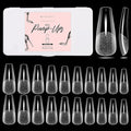 Makartt Coffin False Nail Tips: 500pcs Long Pre-buffed Full Cover Clear Press on Acrylic Nails Extension 10 Sizes No Crease Soak Off Soft Gel Fake Tip with Box Home DIY