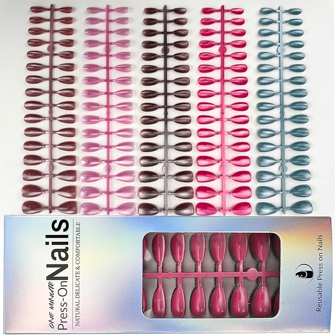 150Pcs Almond Press on Nails Short Fake Nails Cat Eye Soft Gel Acrylic Glue On Nails Full Cover Glitter False Nail Tips Kit Reusable Glossy Artificial Stick on Nails for Women Manicure 15 Size