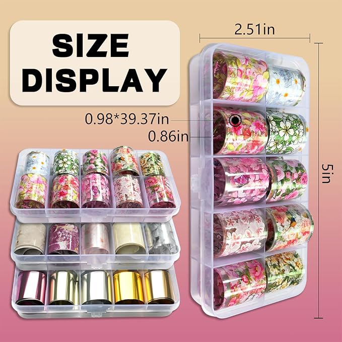 LoveOurHome 30 Sheet Metallic Nail Foils Sticker Marble Transfer Nail Foil Sticker Decals Flower Transfer Foils Stickers Wrap Gold Silver Foil Wraps Acrylic Nail Supplies for Crafts Nails Design