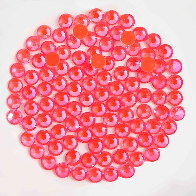 Beadsland 1440pcs Flat Back Crystal Rhinestones Round Gems for Nail Art and Craft Glue Fix, Luminous Orange, SS20,4.6-4.8mm