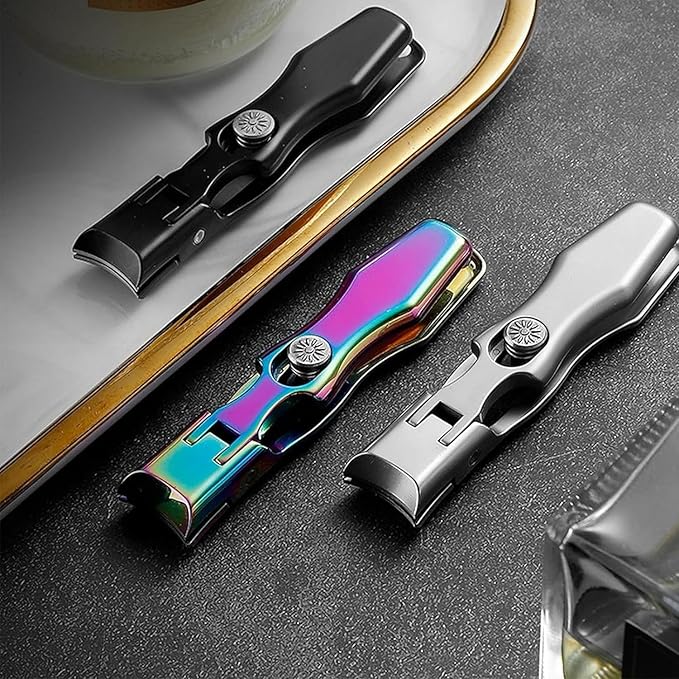 Mightyclip Nail Clippers, Mighty Clip Nail Clippers, German Nail Clippers for Men, Stainless Steel Nail Clippers for Men, Nail Scissors with Storage Box and Nail File (Black)