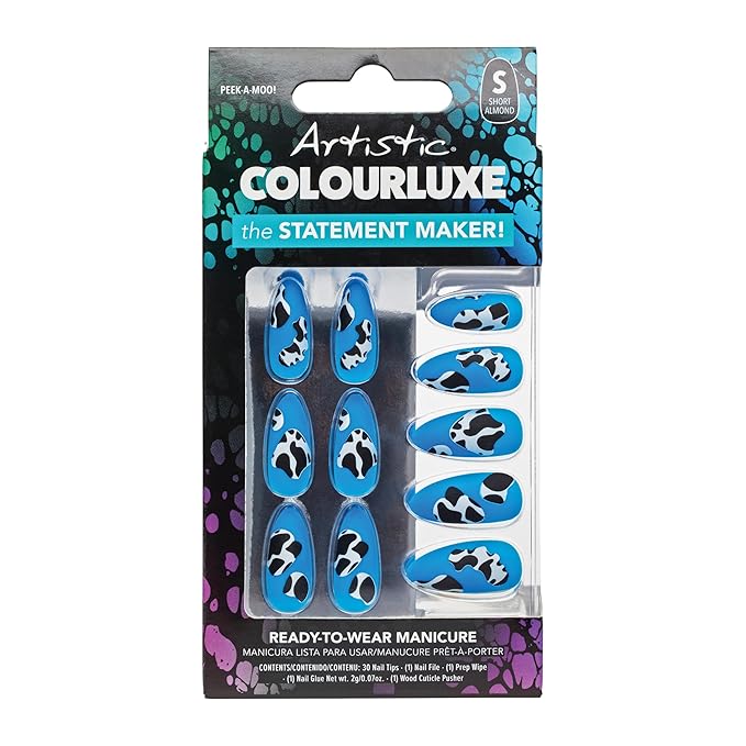 Artistic Colourluxe Press-On Tips - Kit Colourluxe Press-On Tips - Kits Nails - 30 Nails (Peek-A-Moo!, Kit)