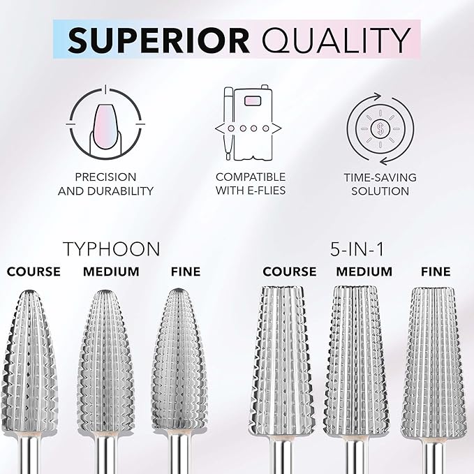 Kiara Sky Large Smooth Top Medium Universal Nail Drill Bit for E-file | with Safety Edge for Cuticle and Nails Care | Non-Coated