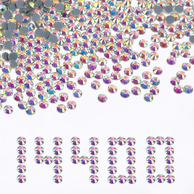 NCB 14400pcs Hotfix Crystal Rhinestones for Clothes Crafts, Hot Fix Bulk Flatback Crystals, Iron on Hotfix for DIY Decoration 100 Gross (Crystal AB, ss20/14400pcs)