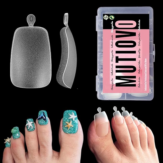 Extra Long Square Toe Nail Tips Press on, Curved Full Cover Longtoes Claw, Clear Double Matte Pre-filed Nail Extension for Pedicure Acrylic, Soft Gel Toenails x 12 Sizes 240 pcs