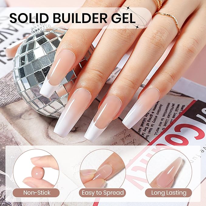 Solid Builder Gel for Nails Nude 3D Nail Art Gel Non-Stick Hand Hard Gel Sculpting Gel for Nail Art 3d Molding Gel Nail Extension Gel Mnicure DIY at Home 14g(0.49fl oz)