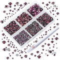 AD Beads 4300 Pieces Flat Back Nail Art Rhinestones Round Beads 6 Sizes (2-6.5mm) with Storage Organizer Box,Rhinestones Picking Pen for Nail Art Phone Decorations Crafts DIY (Amethyst)