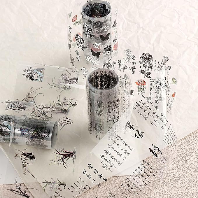 JERCLITY 10 Rolls Chinese Style Nail Foil Transfer Sticker Chinese Characters Ink Painting Pattern Foil Nail Art Decals Transfer Stickers Wraps