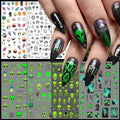 Alien Nail Art Stickers: 3D Astronaut Space Alien UFO Rocket Earth Moon Star Nail Transfer Decals - Luminous Self-Adhesive Sticker Designs for Women & Girls Manicure Tips Decorations