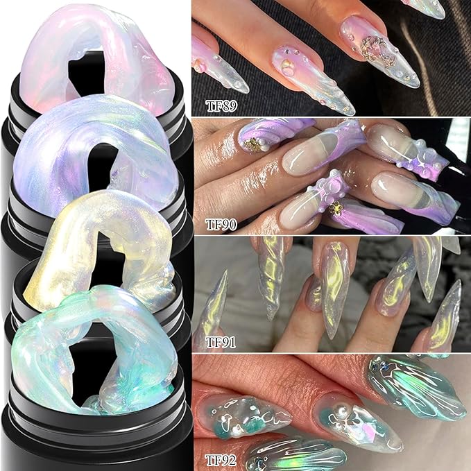 MEET ACROSS All-in-One Extension Mini Kit Non-Sticky Builder Gel Starter Kit WIth Base & Top Coat/Dual-Silicone Pen/Pro File/20-Pc Reusable Dual Forms Salon-Grade Extensions (Aurora Series)