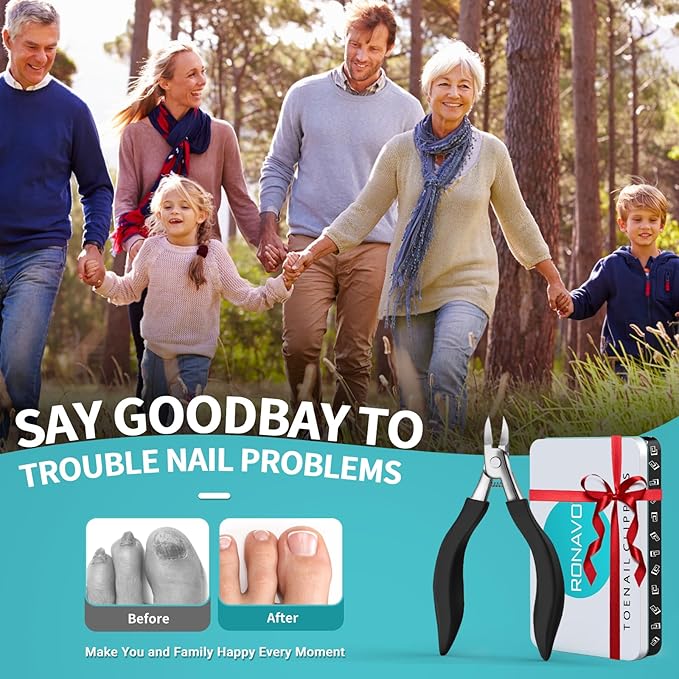 Toenail Clippers for Ingrown & Thick Toenails - Idea Stocking Stuffers Gift for Men & Dad, Heavy Duty Toe Nail Clippers with Sharp Blades & Long Handle, Professional Pedicure Tool Easy Deep in Nails