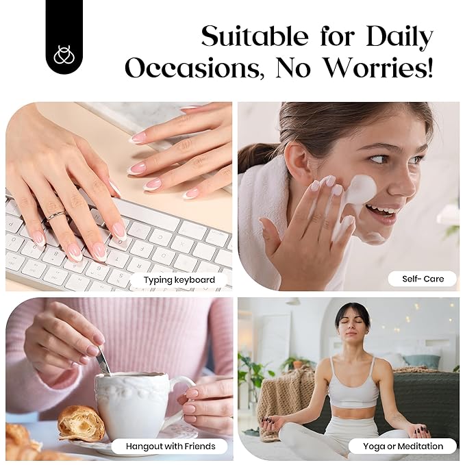 Beetles French Tip Press on Nails Long Square Salon Quality, White French Pink Gel Nail Tips 15 Sizes, Etch X Pre-Primer No Need to File Tips Soak Off Acrylic Nails Extensions DIY Nail Art for Women