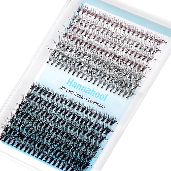 10Rows,Large Pack Grafting Mixed 10-12-14-16mm/14-16-18mm/12-14-16mm Wide Stem Cluster Eyelashes D Curl Individual False Eyelashes Home DIY Eye Lashes Extensions (10D+20D-8-16MM Kit)