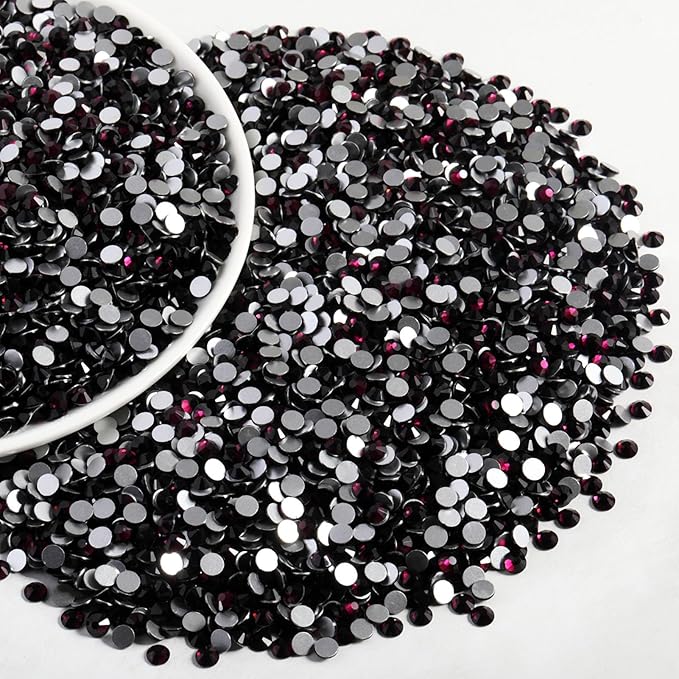 Beadsland Flatback Rhinestones Bulk, 2880pcs Burgundy Rhinestones for Nails Crafts Clothes DIY Decoration, Amethyst, SS30, 6.3-6.5mm