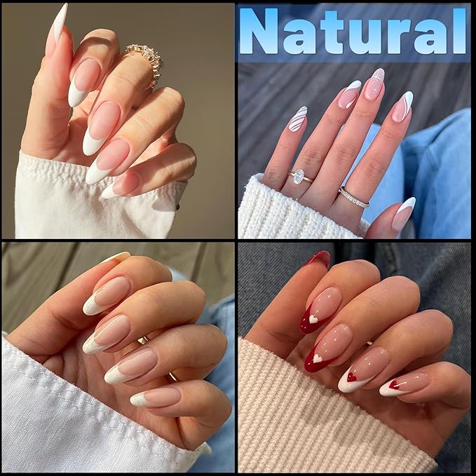 240pc Almond Gel Nail Tips Medium Fake Nails for Press on Nails Clear Acrylic Nails Tips, 12 Size Full Cover Nail tips Almond Soft Gel Nail Tips False Nails Extension Artificial Fingernail
