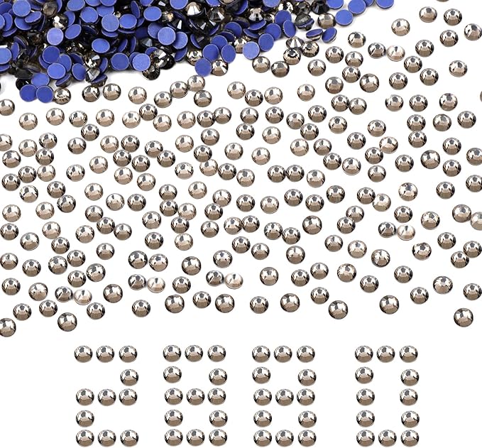 NCB 2880pcs Hotfix Crystal Rhinestones for Clothes Crafts, Hot Fix Bulk Flatback Crystals, Iron on Hotfix for DIY Decoration 20 Gross (Black Diamond, ss30/2880pcs)