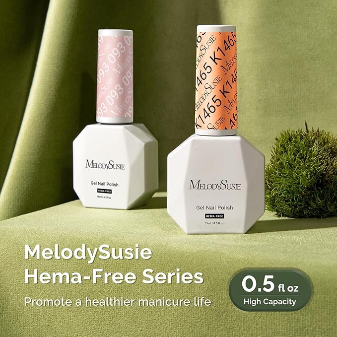 MelodySusie Hema Free Gel Nail Polish, 0.5 Fl Oz Thick Light Orange Gel Polish, Non-Toxic, Long Lasting, Soak Off UV Nail Polish, Manicure Nail Design Salon DIY Nail Art at Home K1465