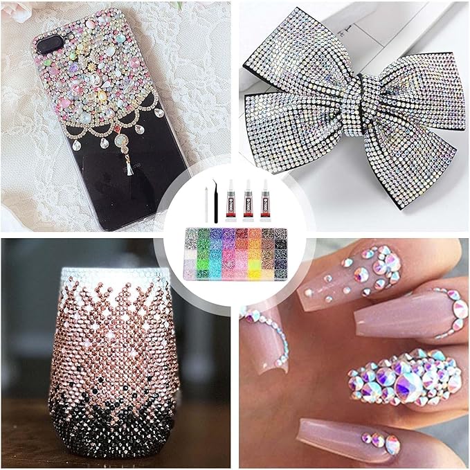 40 Colors Resin Jelly Rhinestones 2026, 3mm 32000Pcs Flatback Rhinestones for Bedazzling Crafting, Bling Crystal Bedazzle Kit with 3Pcs B7000 Glue for Clothing Nail Art Graduation Cap Decor (Colors)