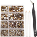 NCB 8000pcs Non Hotfix Rhinestones 10 Sizes Flatback Crystal Glass Rhinestones with Tweezers and Picking Pen for Nail Art Clothes Bags Phone Decorations Crafts DIY (013 Lt. Topaz Mix SS3-SS30)