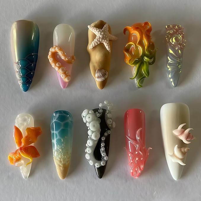 3D Octopus Nail Mold Multiple Shapes Octopuss Tentacles Silicone Nails Molds Accessories Gel Brain Art Manicure Tools