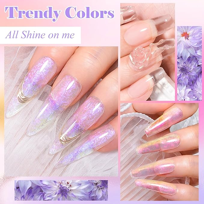MEET ACROSS Gel Builder Kit: Self-Levelling, Long Lasting Extension Hard Gels for Strengthener, Broken Nails Repair Gel Kit with Nail Forms, Cuticle Pusher, Nail File and Brush Pen