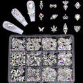 120pcs Nail Art Rhinestones Kit - 12 Styles Gradient AB Silver Glitter Nail Charm Gems for DIY Manicure, Jewelry Making, Craft Decor, Y2K Women Girl Nail Beginners Designers, Acrylic Nail Supplies