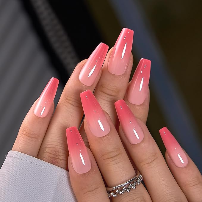 CurvLife Soft Gel Press On Nails Square, Long-Lasting Reusable Fake Nails Kit with Glue & Tabs, 30pcs Salon-Quality Stick On Nails for Women At-Home Manicure (Blush Flow)