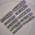 Xxl Press on Nails Extra Long Square Handmade Press-on Nails with Design Rhinestones Press Ons 10pcs M Size Pattern 1104