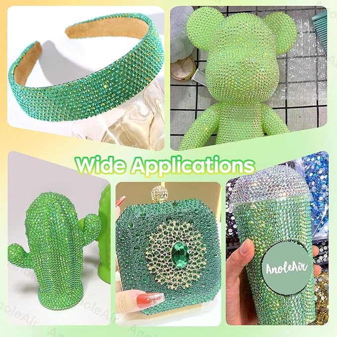 26000PCS Green Resin Flatback Rhinestones for Crafting, Resin Rhinestones for Bedazzling Kit, 2/3/4/5/6mm Flatback Gems Jewels for DIY Mugs Tumblers Clothing Shoes Nail Art