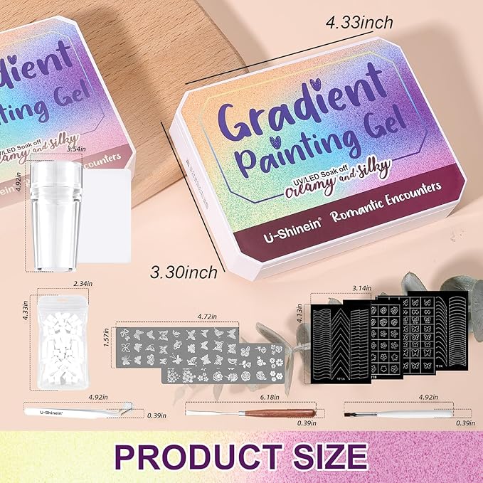 Gradient Gel Nail Set,16 Bright Neon Color for Ombre Fluorescent Jelly Nail Polish Platte Kit with 14* Nail Art Tools,Pat Painting Gel French Nail Manicure No-wipe DIY Art Home Salon