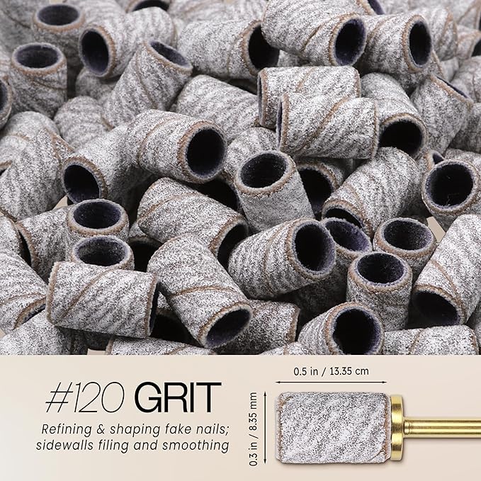100 Pcs Large Nail Drill Bits Sanding Bands for Nail Drill – Nail File for Acrylic Nail Gel Manicures Pedicure PANA Nail Drill Bits (Sanding Bands Variation 01) (120 Grit, Large Zebra)